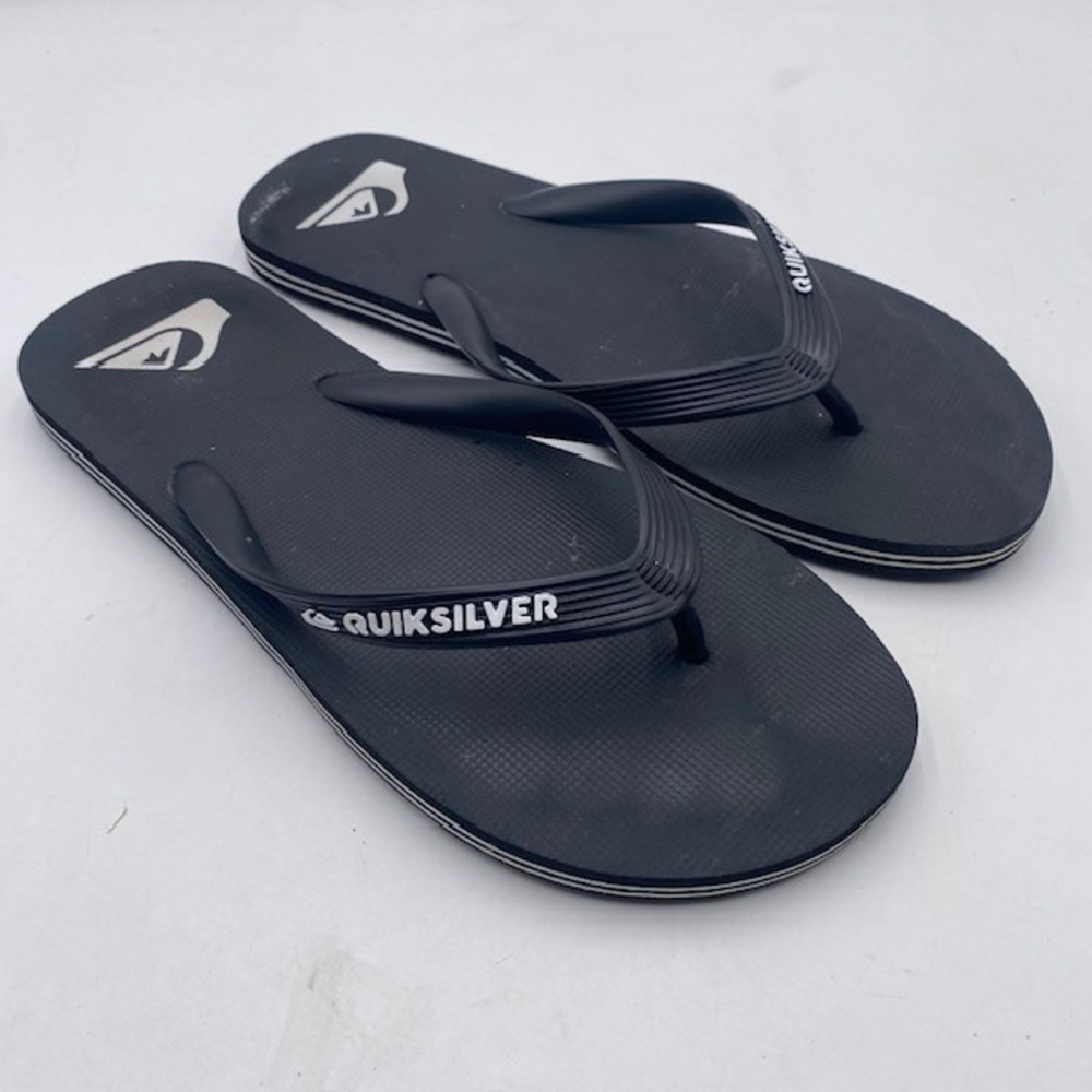 Quiksilver Molokai Flip Flop Sandals Mens 11 Black Rubber Beach Surf Summer SEO